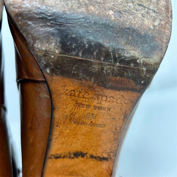 Kate Spade Women's Heeled Ankle Booties Brown Leather Buckle Strap Size 8M - Picture 9 of 16